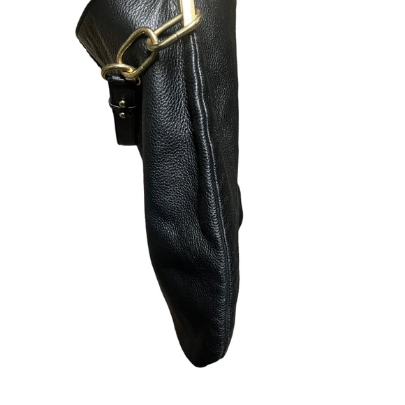 Badgley Mischka black  leather shoulder bag  hobo chain strap gold hardw… - Picture 7 of 12